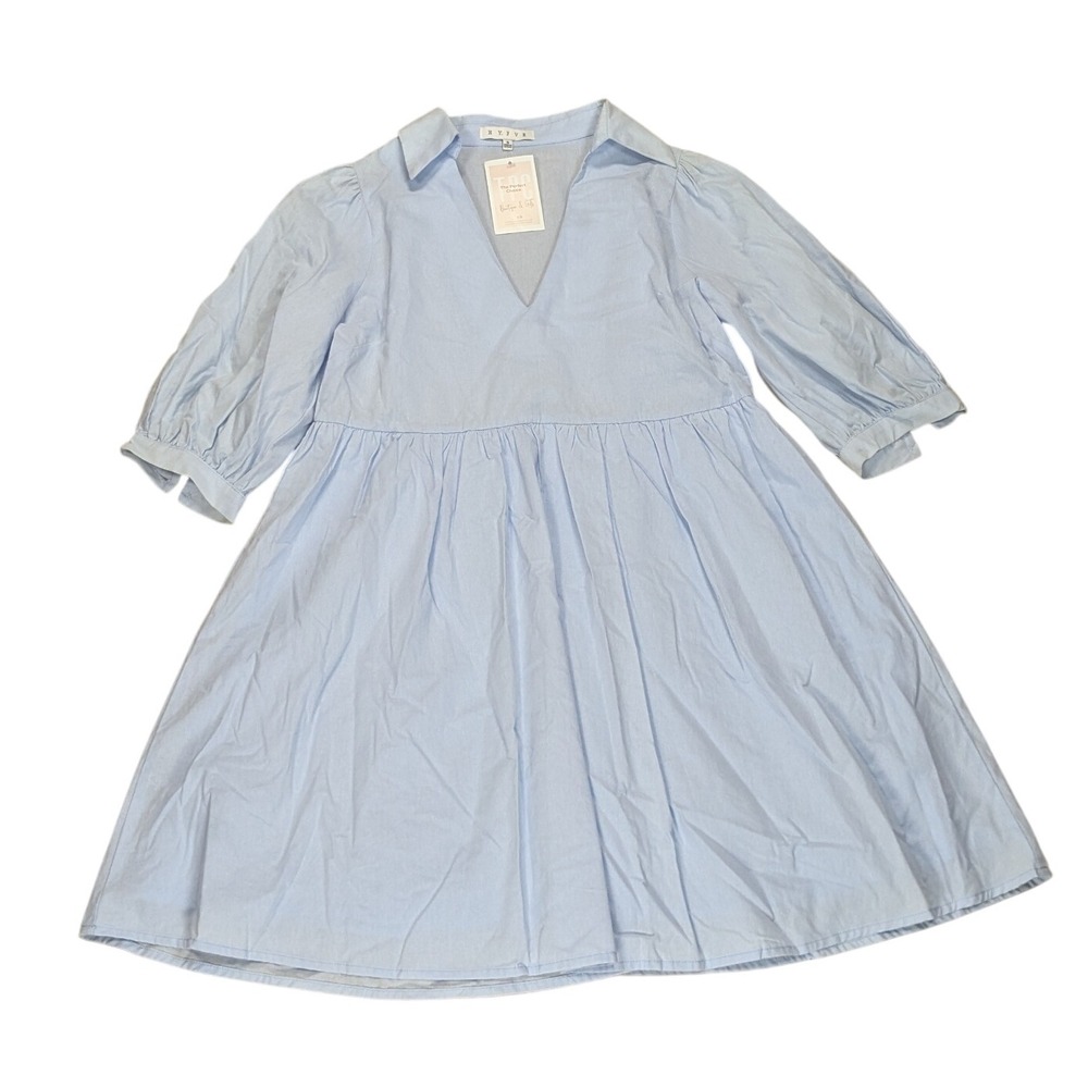 HYFVE Babydoll Mini Dress‎ Cottage Cotton Housewife Women's Small Pastel Blue